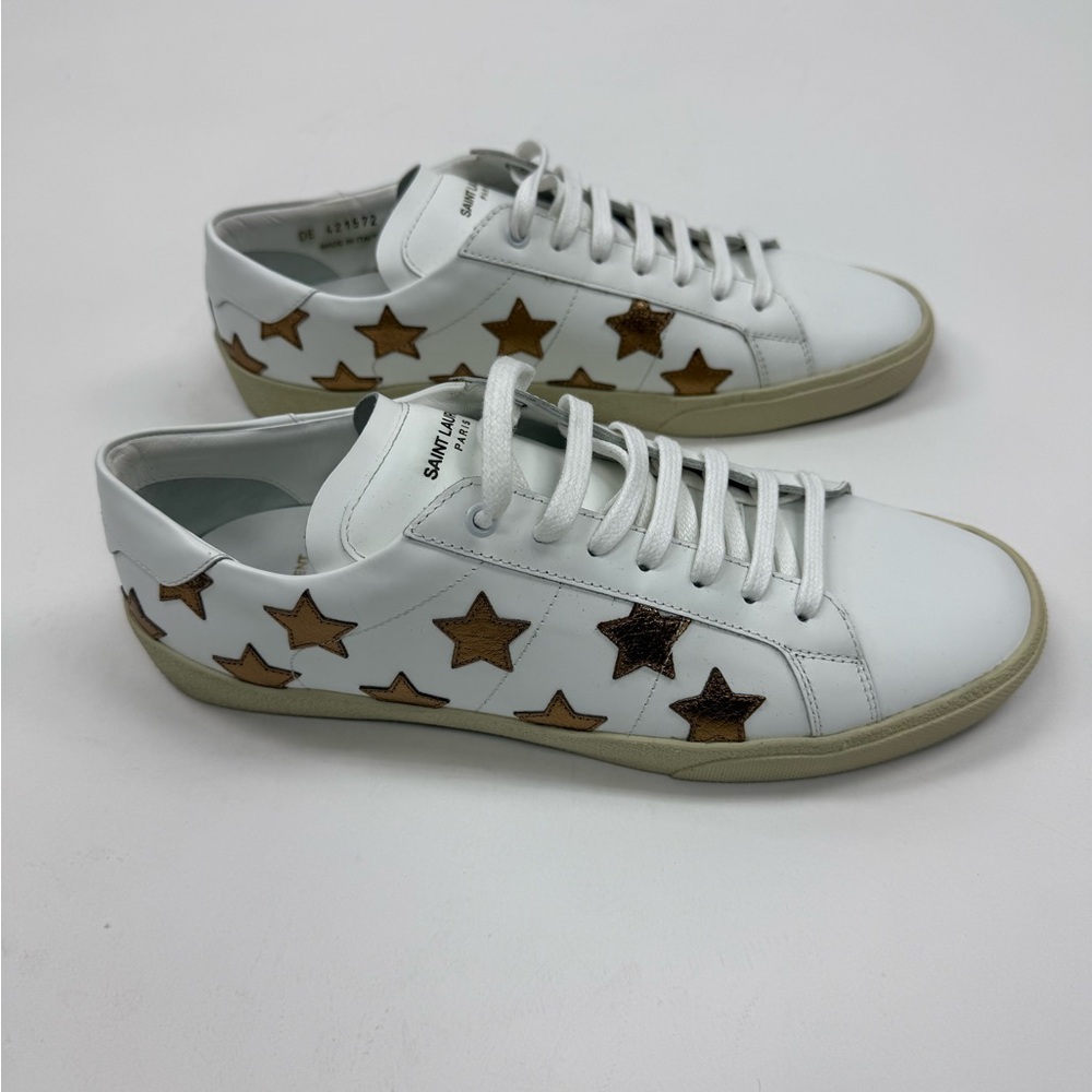 Saint Laurent White and Brown Sneakers Sleek Design